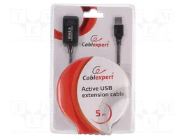 Gembird Cable de Extensión USB 2.0 Activo 5m USB A Macho a Hembra Negro UAE-01-5M