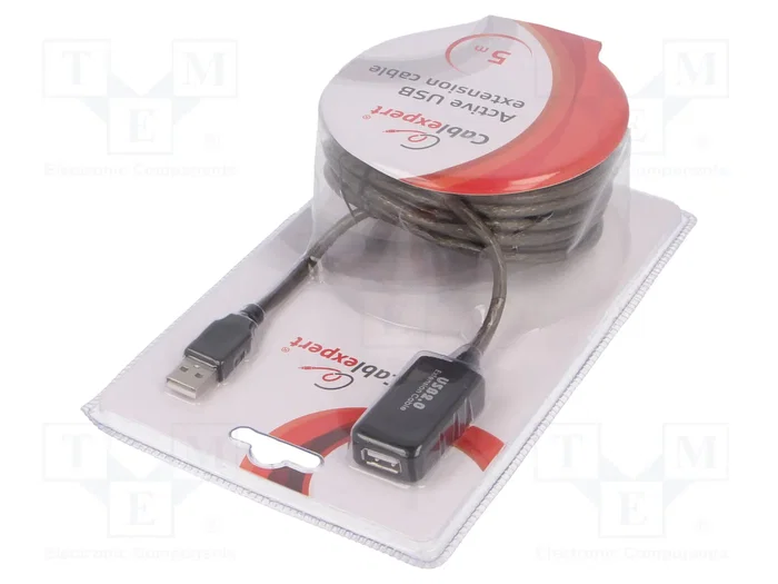 Gembird Cable de Extensión USB 2.0 Activo 5m USB A Macho a Hembra Negro UAE-01-5M