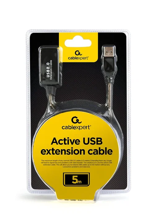 Gembird Cable de Extensión USB 2.0 Activo 5m UAE-01-5M Negro Gembird Cable de Extensión USB 2.0 Activo 5m UAE-01-5M Negro