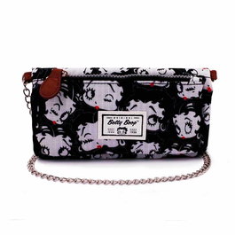 Betty Boop Billetero con Cadena al Hombro Soft Noir, 12 Departamentos para Tarjetas, PVC, Color Negro