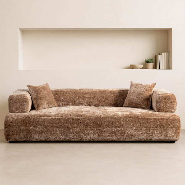 Sofá Beige Tejido Salón 245 X 100 X 64 cm