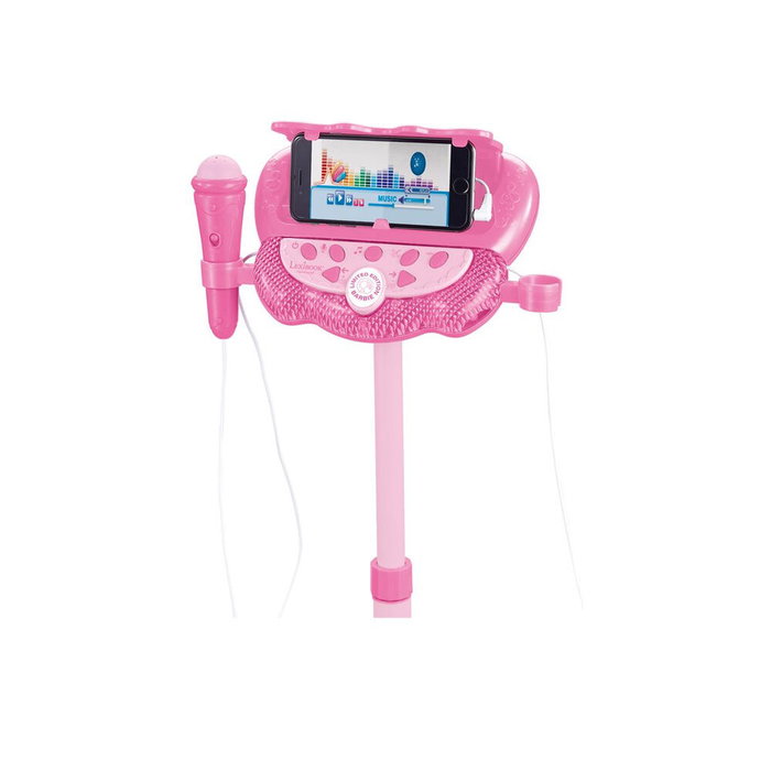 Lexibook Micrófono de Barbie LEX1695286887130 con Soporte Ajustable, 2 Micrófonos, Efectos de Voz y Altavoz Bluetooth