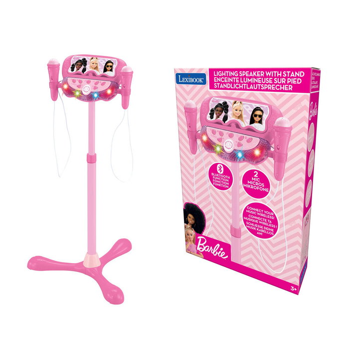 Lexibook Micrófono de Barbie LEX1695286887130 con Soporte Ajustable, 2 Micrófonos, Efectos de Voz y Altavoz Bluetooth