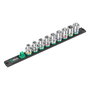 Wera Vasos Hexagonales 1/2 Pulgada Rail C4 Juego 9 Piezas 10-19 mm con Riel Magnético y Sistema Take it Easy Twist to Unlock