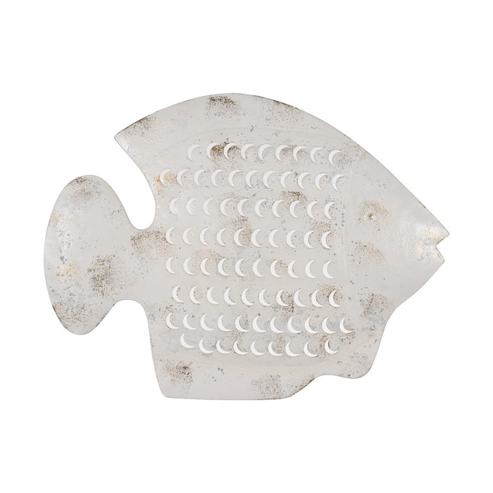 Mural Pared Pez Blanco Rozado Metal 49 X 3,50 X 37 cm Mural Pared Pez Blanco Rozado Metal 49 X 3,50 X 37 cm