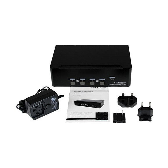 StarTech.com Conmutador KVM Switch Dual Monitor 4 Ordenadores 2 Monitores DVI 4 Puertos USB 2048x1536 3.5mm Audio Negro StarTech.com Conmutador KVM Switch Dual Monitor 4 Ordenadores 2 Monitores DVI 4 Puertos USB 2048x1536 3.5mm Audio Negro