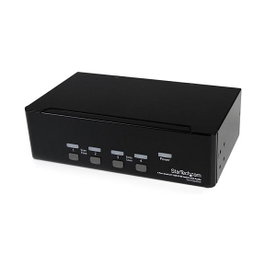 StarTech.com Conmutador KVM Switch Dual Monitor 4 Ordenadores 2 Monitores DVI 4 Puertos USB 2048x1536 3.5mm Audio Negro