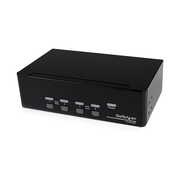 StarTech.com Conmutador KVM Switch Dual Monitor 4 Ordenadores 2 Monitores DVI 4 Puertos USB 2048x1536 3.5mm Audio Negro StarTech.com Conmutador KVM Switch Dual Monitor 4 Ordenadores 2 Monitores DVI 4 Puertos USB 2048x1536 3.5mm Audio Negro