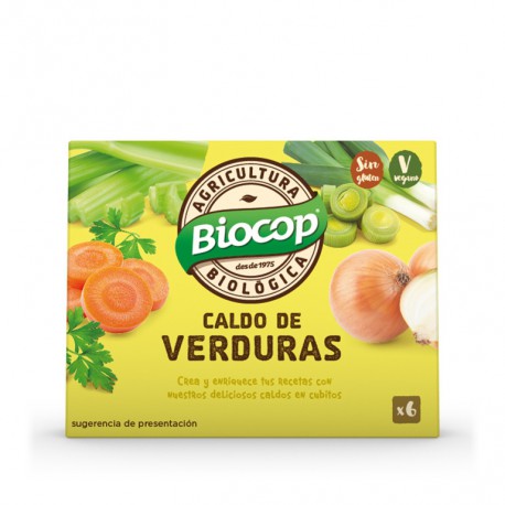BIOCOP Caldo Vegetal Bio 6 cubitos sin gluten y sin lecitina