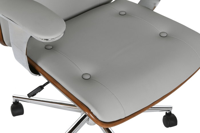 DKD Home Decor Silla de PU y Madera con Ruedas Beige