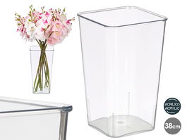 Giftdecor Jarron Aparenza Cuadrado Acrilico 38 cm Transparente, 19 x 19 x 37.2 cm (Set de 12)