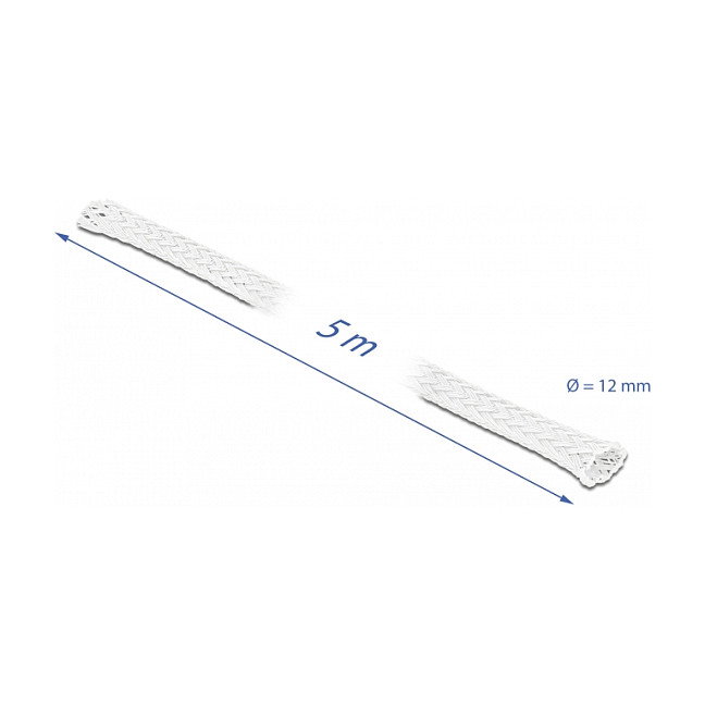 DeLOCK 20694 Funda trenzada elástica 5 m x 12 mm blanco