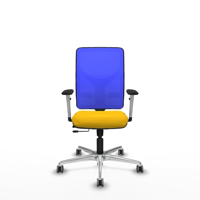 PIQUERAS Y CRESPO Silla de oficina Motilla con mecanismo Sincro/Traslack, Amarillo y Azul