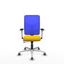 PIQUERAS Y CRESPO Silla de oficina Motilla con mecanismo Sincro/Traslack, Amarillo y Azul