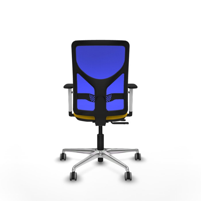 PIQUERAS Y CRESPO Silla de oficina Motilla con mecanismo Sincro/Traslack, Amarillo y Azul