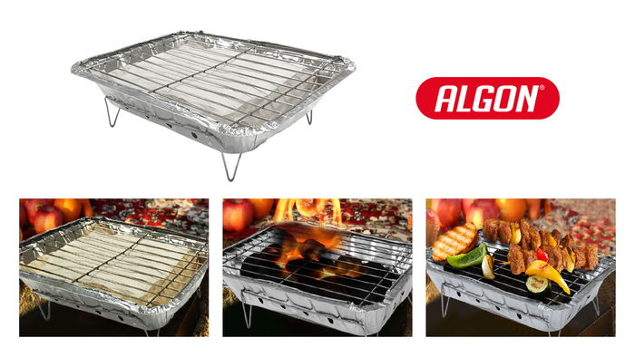 Algon Bbq Barbacoa Instantanea 800grs con Piezas de 24x31x6 cm (12 Unidades)