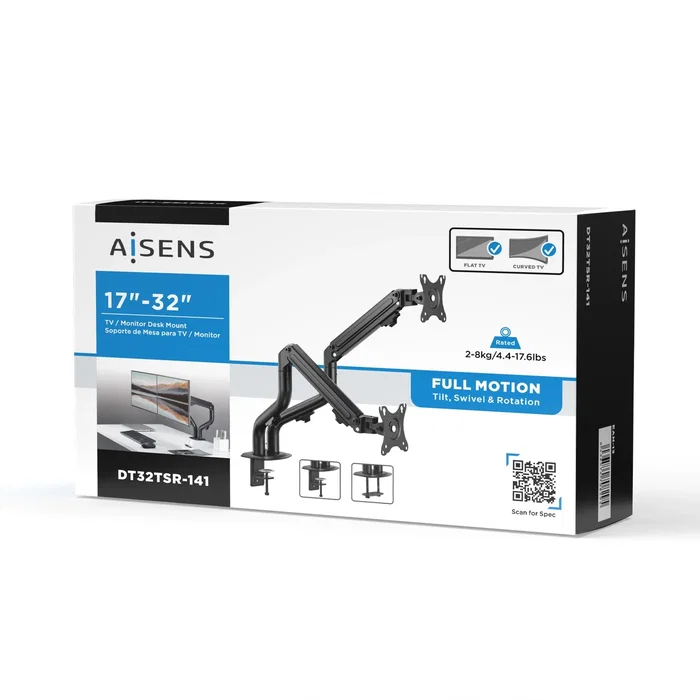 Aisens Soporte de Mesa para 2 Monitores DT32TSR-141 17-32 Pulgadas