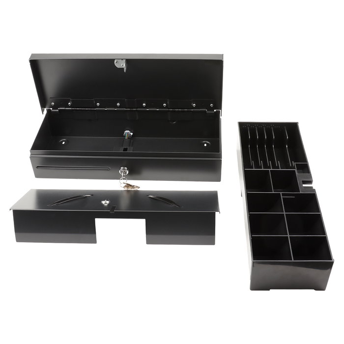 Olympia Cajón de Efectivo Electrónico HS 170 Negro - Acero, 12-24 V, Compatible con Serie CM/K/T, 460 x 170 x 100 mm