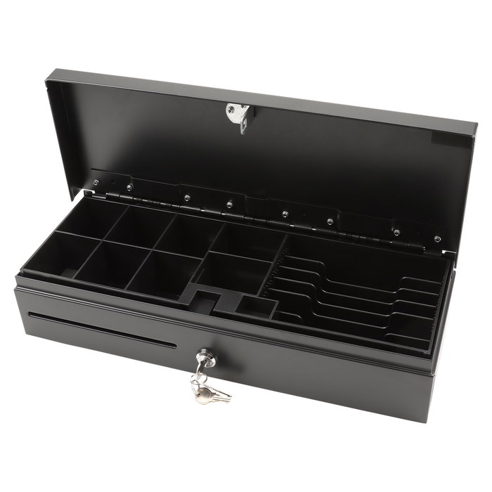 Olympia Cajón de Efectivo Electrónico HS 170 Negro - Acero, 12-24 V, Compatible con Serie CM/K/T, 460 x 170 x 100 mm