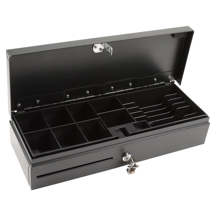 Olympia Cajón de Efectivo Electrónico HS 170 Negro - Acero, 12-24 V, Compatible con Serie CM/K/T, 460 x 170 x 100 mm