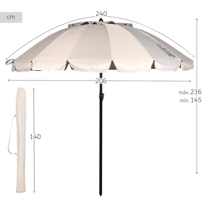 Aktive Sombrilla de playa Max Air crema 240 cm