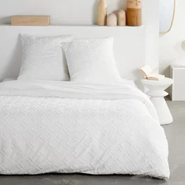Hoy Essential - Juego de cama 2 Personas 220 x 240 cm con Efecto Capitoné Rombo Blanco