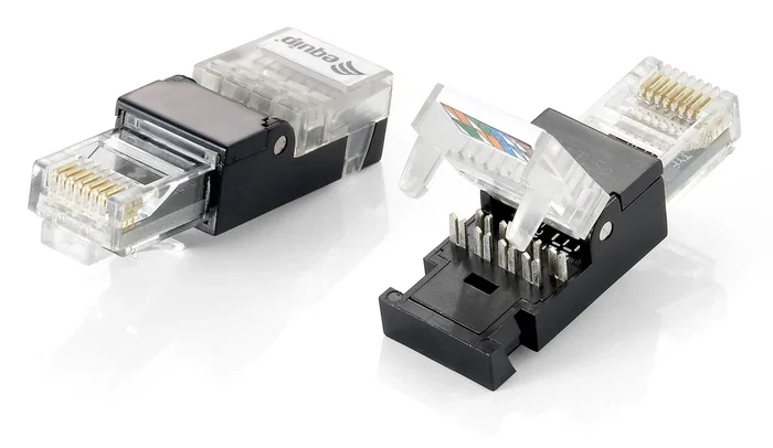 Equip Conector RJ-45 Cat6 121165 Tool Free para Cable de Red, Kit de 2 Unidades, Negro y Transparente