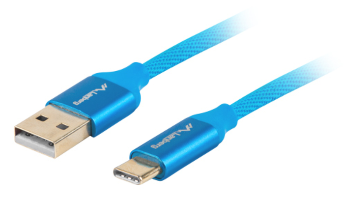 Lanberg Cable USB 2.0 de USB tipo A a USB tipo C, 1m, Azul