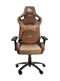 Talius silla Raptor gaming negra/marron tela transpirable, 4D, Frog, base metal, ruedas nylon