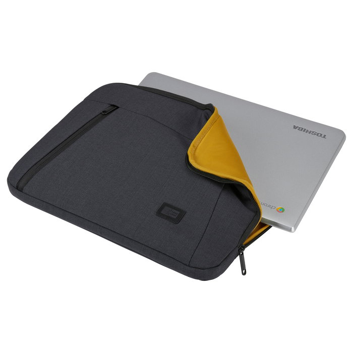 CaseLogic Funda Huxton Sleeve HUXS-213 para Portátil de hasta 13.3''/33.8 cm, Negro, Poliéster, Con Cremallera y Bolsillo Frontal