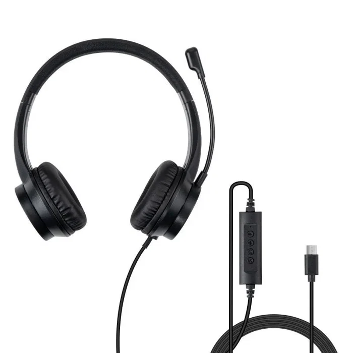 Lindy 20439 Auriculares de Diadema USB Tipo C Negro