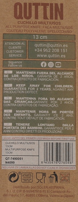 Quttin Cuchillo Multiusos Filo 13 cm Terra (36 Unidades)