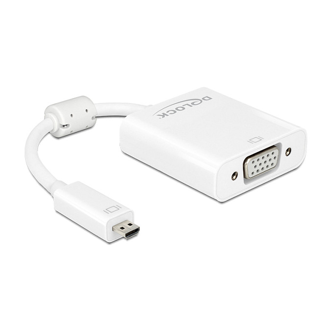 DeLOCK Adaptador HDMI Micro-D a VGA con audio, 65557, Blanco