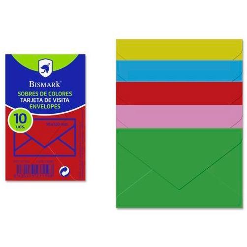 Bismark Sobre de Papel 90 gr 76x120 mm Colores Surtidos 10 Sobres Bismark Sobre de Papel 90 gr 76x120 mm Colores Surtidos 10 Sobres