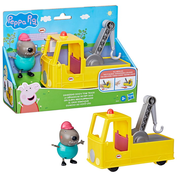 Hasbro Peppa Pig Remolque Del Abuelo Dog F9519 Camión Grúa con Figura Juguete para Niños +3 años Hasbro Peppa Pig Remolque Del Abuelo Dog F9519 Camión Grúa con Figura Juguete para Niños +3 años