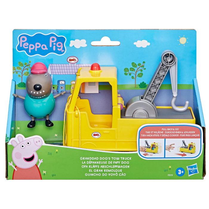 Hasbro Peppa Pig Remolque Del Abuelo Dog F9519 Camión Grúa con Figura Juguete para Niños +3 años Hasbro Peppa Pig Remolque Del Abuelo Dog F9519 Camión Grúa con Figura Juguete para Niños +3 años