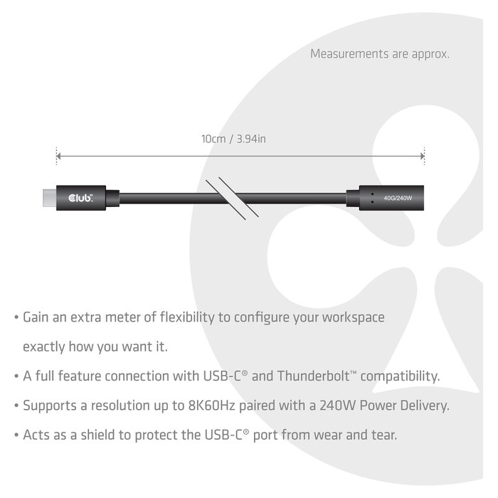 Club 3D Cable de extensión USB-C 40Gbps 1 m Negro Club 3D Cable de extensión USB-C 40Gbps 1 m Negro