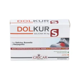 GRICAR Dolkur S 30 Cápsulas - Suplemento Articulaciones con Harpagofito, Boswellia, Sauce y Magnesio - 30 Cápsulas