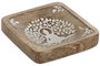 DKD Home Decor Vaciabolsillos Oriental Blanco Natural 10 x 2 x 10 cm Buda Hoja Mango