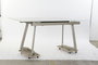 DKD Home Decor Glam Mesa Comedor Metal y Cristal Dorado Blanco 140 x 80 x 76 cm