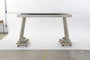 DKD Home Decor Glam Mesa Comedor Metal y Cristal Dorado Blanco 140 x 80 x 76 cm