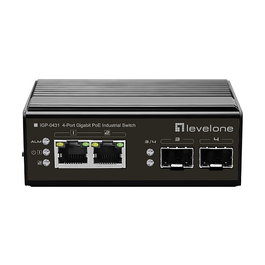 LevelOne Switch No Administrado IGP-0432 2 Puertos Gigabit RJ-45 + 2 SFP, PoE+ (30W/Puerto), Presupuesto 60W, 8Gbps, -40 a 75°C