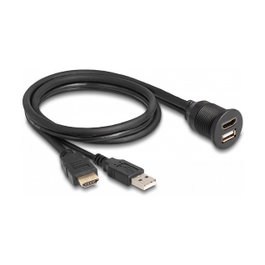 DeLOCK Cable HDMI-A y USB 2.0 Tipo-A a HDMI-A y USB 2.0 Tipo-A para instalación impermeable 1 m