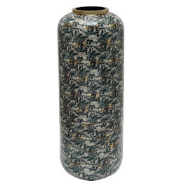 DKD Home Decor Jarrón de Metal Verde y Dorado 25x25x69 cm