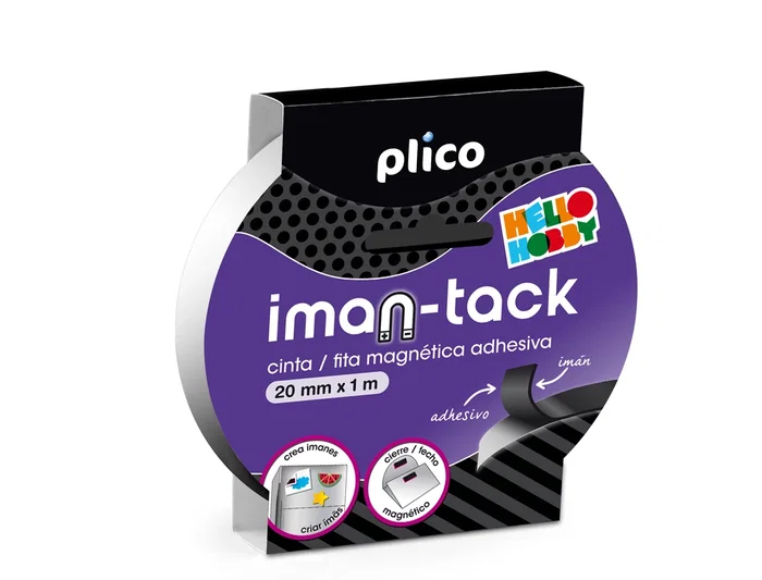 Plico Cinta Adhesiva Imanada 20mm x 1m para Manualidades y Cierres Magnéticos