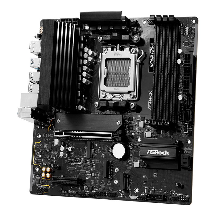 ASRock Placa Base B850M Pro A, Socket AM5, DDR5-SDRAM, Micro ATX, para AMD Ryzen 7000/8000/9000 Series