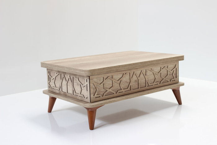 Hanah Home Alaska Mesa de Café Moderna 90x38x60 cm Tablero Melamina Patas Plástico