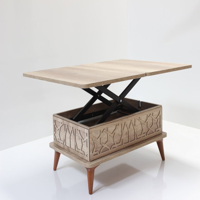 Hanah Home Alaska Mesa de Café Moderna 90x38x60 cm Tablero Melamina Patas Plástico