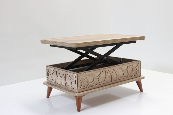 Hanah Home Alaska Mesa de Café Moderna 90x38x60 cm Tablero Melamina Patas Plástico