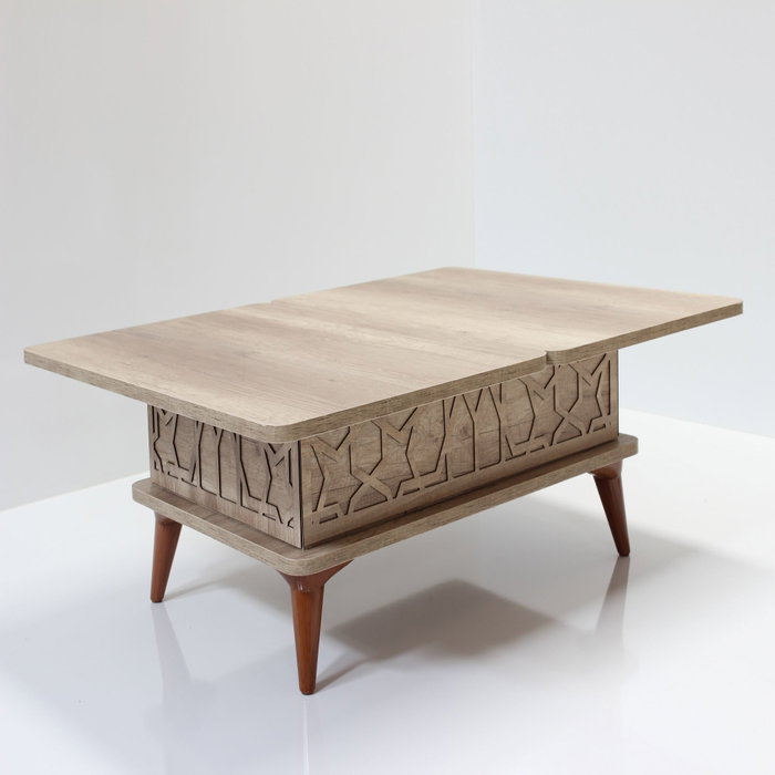 Hanah Home Alaska Mesa de Café Moderna 90x38x60 cm Tablero Melamina Patas Plástico
